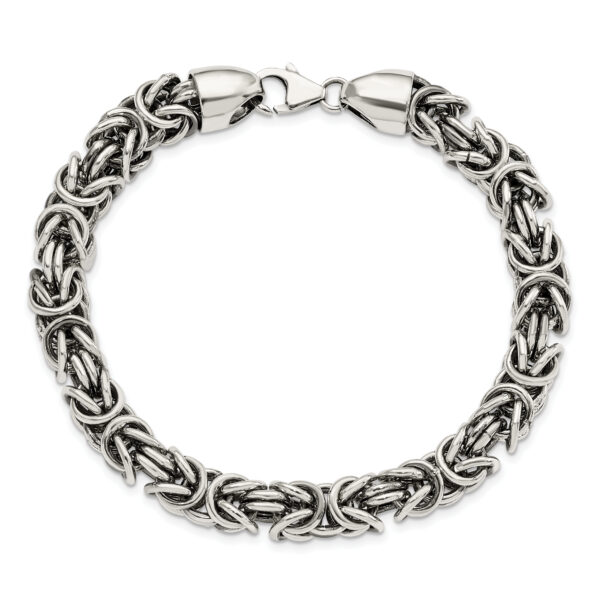 Sterling Silver Polished & Antiqued 8.5in Byzantine Bracelet - Image 3