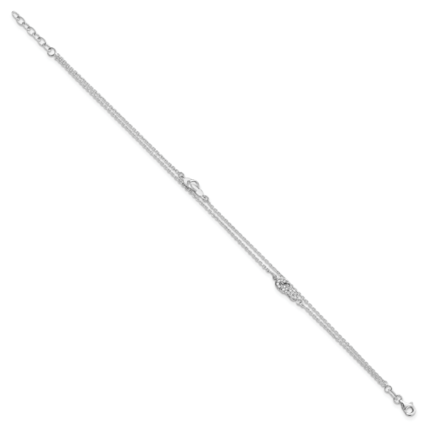 Sterling Silver CZ Flip Flop 9in Plus 1in Ext. Anklet - Image 2