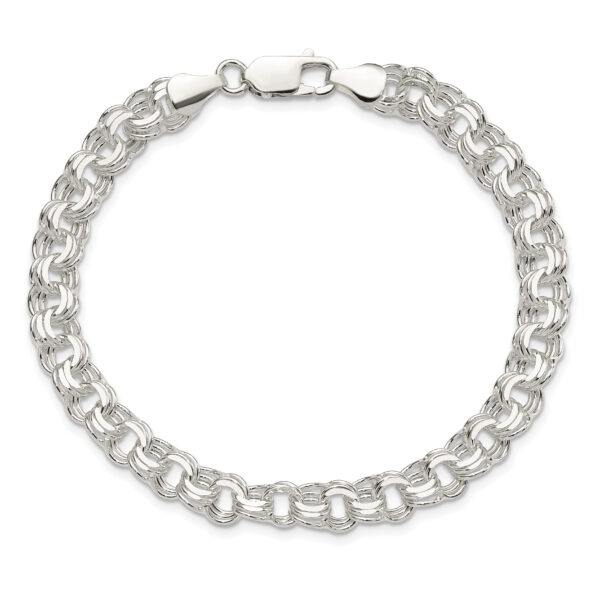 Sterling Silver Polished 7mm Triple Link Charm Bracelet - Image 3