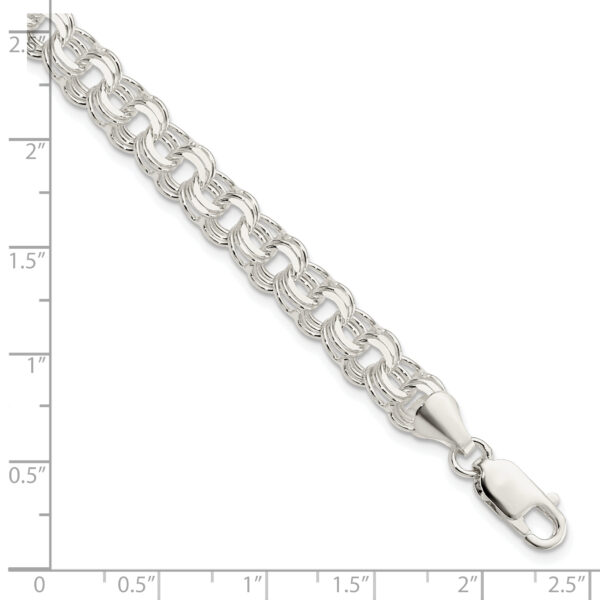 Sterling Silver Polished 7mm Triple Link Charm Bracelet - Image 2
