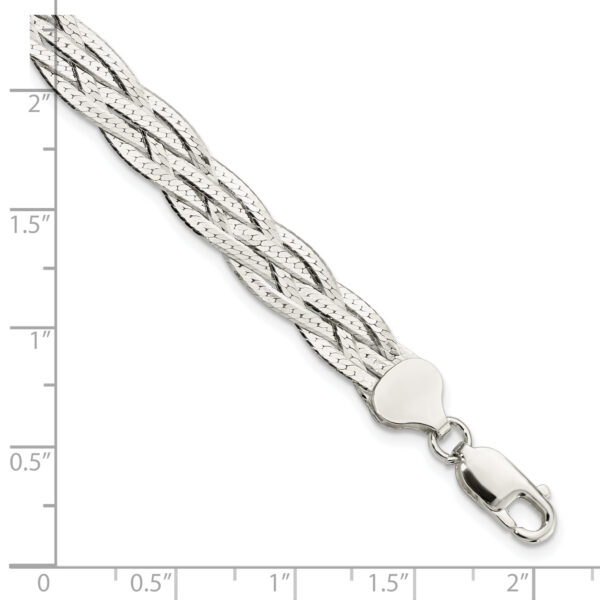 Sterling Silver Polished 5-strd Braided 7in w/1in ext. Bracelet - Image 2