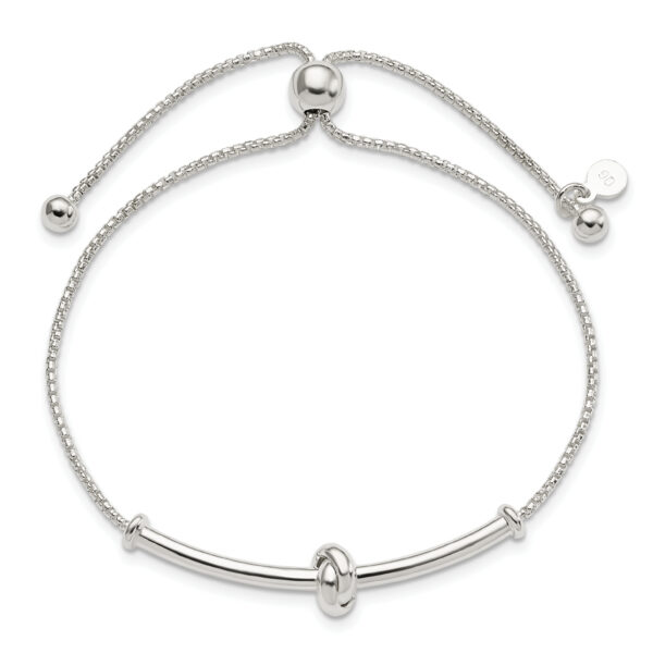 Sterling Silver Bar with Knot Adjustable Bolo Bracelet - Image 3