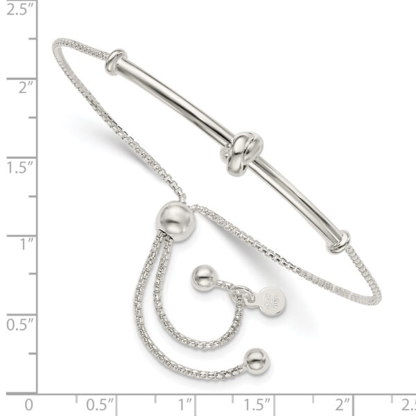 Sterling Silver Bar with Knot Adjustable Bolo Bracelet - Image 2