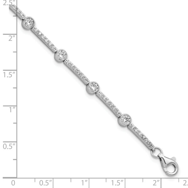 Sterling Silver Rhodium-plated Polished CZ 7 inch w/1.5in ext. Bracelet - Image 2
