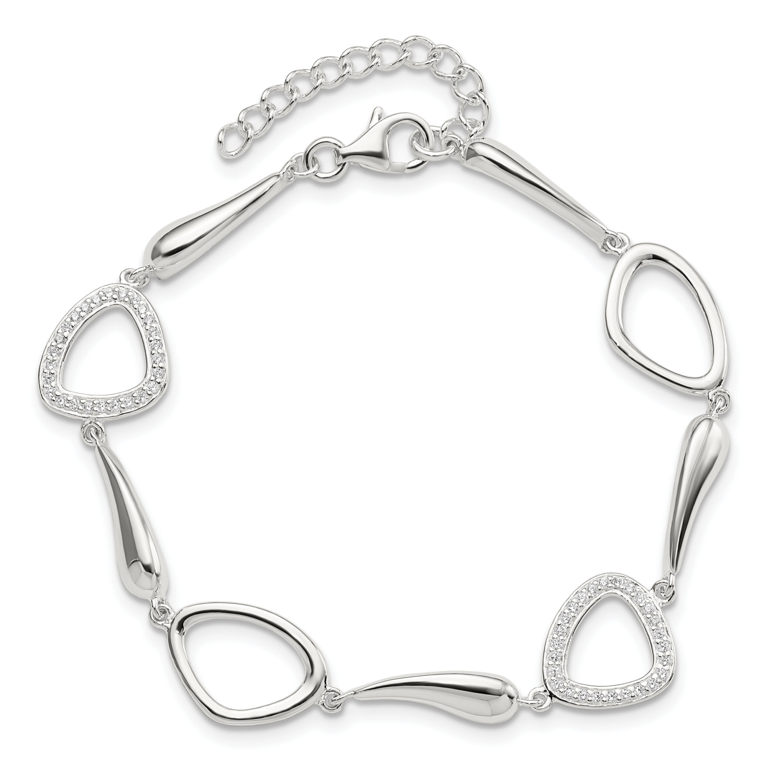 Sterling Silver Polished CZ w/1 in ext. Bracelet - Image 3