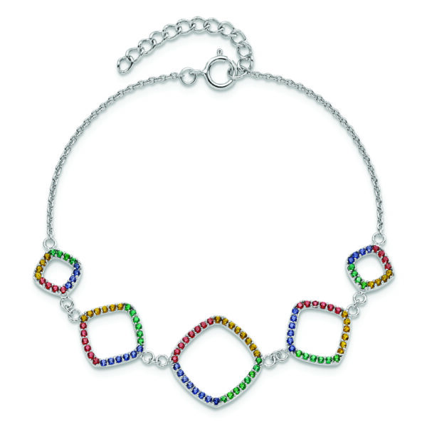 Sterling Silver 7in w/1in ext RH-plated Multi-color Nano Crystal Bracelet - Image 3