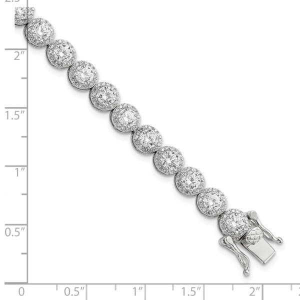 Sterling Silver Rhodium-plated Polished Round CZ Tennis Bracelet - Image 2