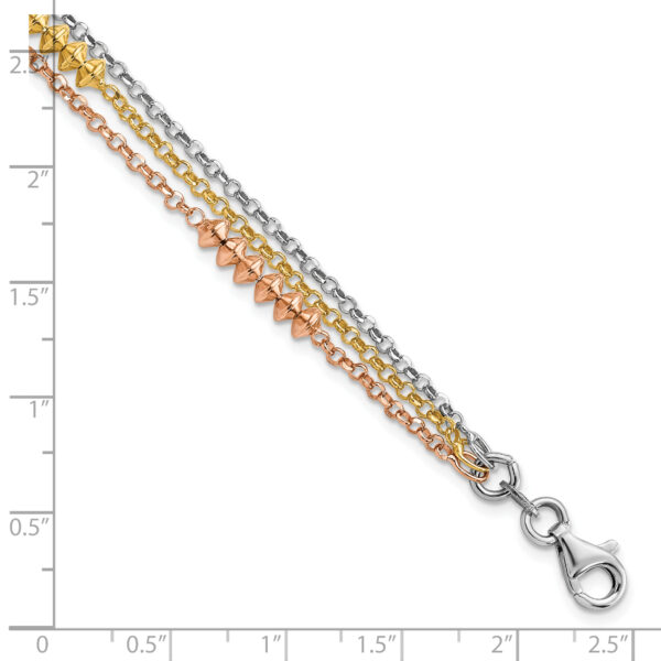 Sterling Silver RH-plated Rose & Yellow gold-plated Multi-strand w/ 1in ext - Image 2