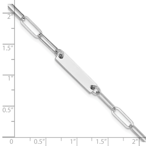 Sterling Silver Rhodium-plated Polished Bar w/ 1in ext. Bracelet - Image 2