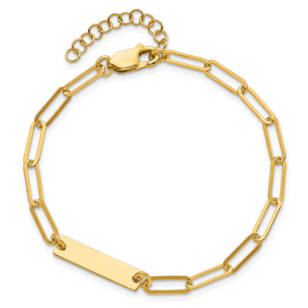 Sterling Silver Gold-plated Polished ID w/ 1.25in ext. Bracelet - Image 3