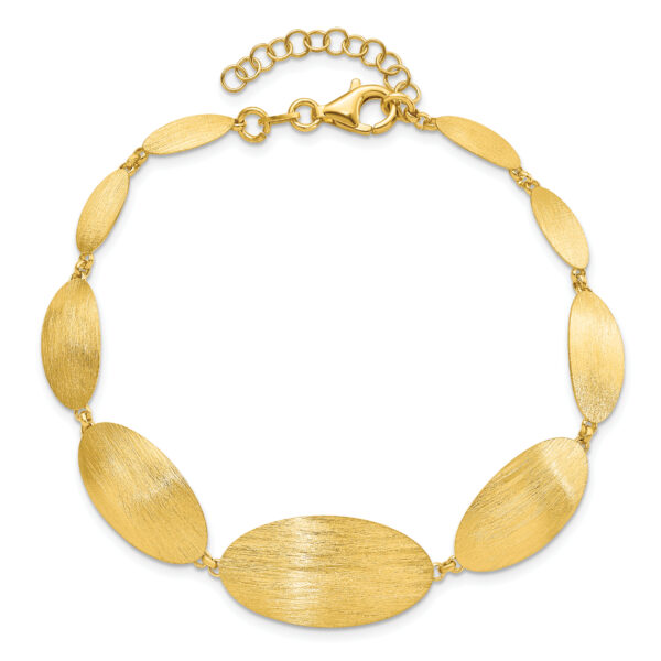 Sterling Silver Gold-plated Brushed w/ 1.25in ext. Bracelet - Image 3