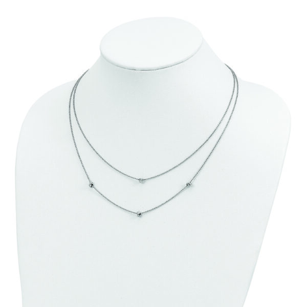 Sterling Silver Rhodium-plated Polished Multi-strand w/ 2in ext. Necklace - Image 3