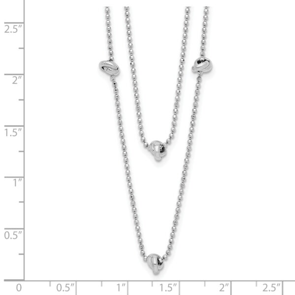 Sterling Silver Rhodium-plated Polished Multi-strand w/ 2in ext. Necklace - Image 2