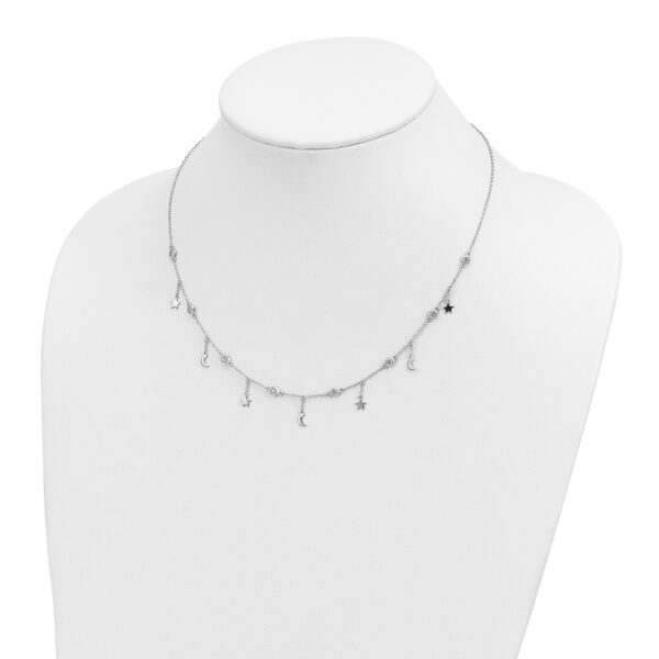 Sterling Silver Rhodium-plated Polished CZ Necklace - Image 3