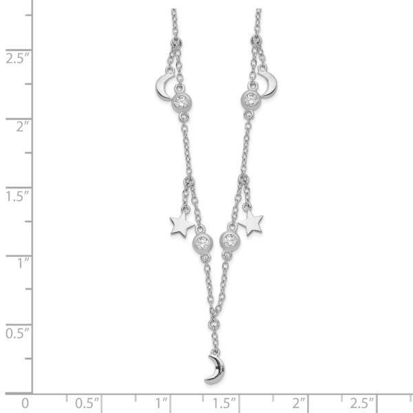 Sterling Silver Rhodium-plated Polished CZ Necklace - Image 2