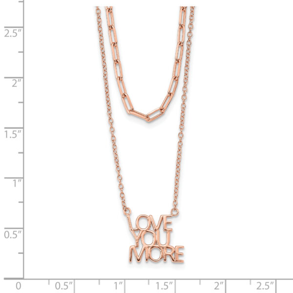 Sterling Silver Rose-tone Love You More Two Strand 16 inch Necklace - Image 2