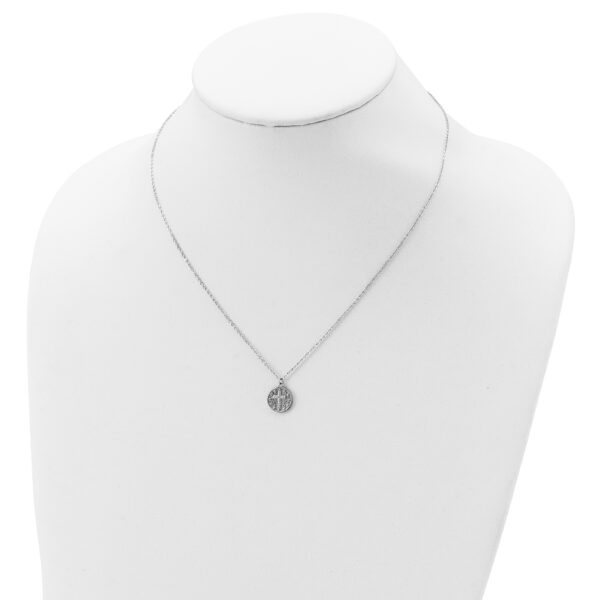 Sterling Silver Rhodium-plated Polished CZ Cross Necklace - Image 3