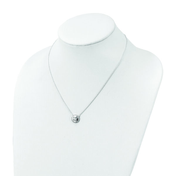 Sterling Silver Polished CZ Love Necklace - Image 3