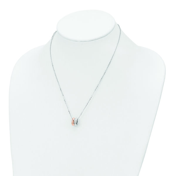 Sterling Silver Rose-tone CZ w/2 in ext. Necklace - Image 3