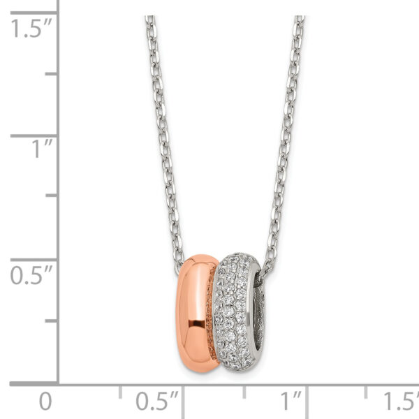 Sterling Silver Rose-tone CZ w/2 in ext. Necklace - Image 2