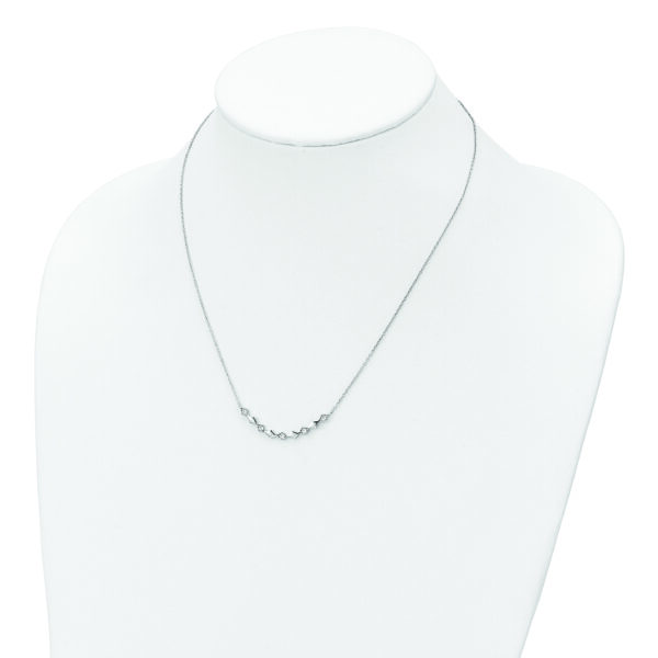 Sterling Silver Rhodium-plated Polished CZ Diamond Shapes 17.75in Necklace - Image 3