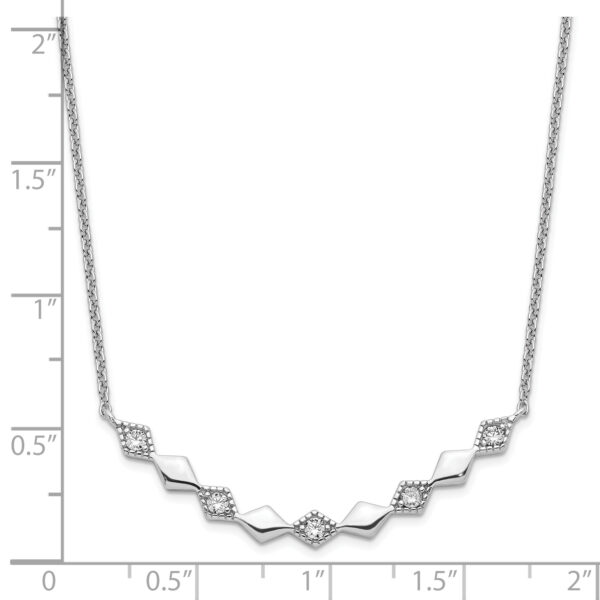 Sterling Silver Rhodium-plated Polished CZ Diamond Shapes 17.75in Necklace - Image 2