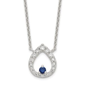 Sterling Silver Polished CZ Teardrop Necklace