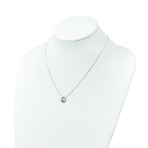 Sterling Silver Polished CZ Teardrop Necklace - Image 3