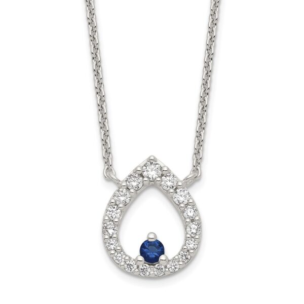 Sterling Silver Polished CZ Teardrop Necklace