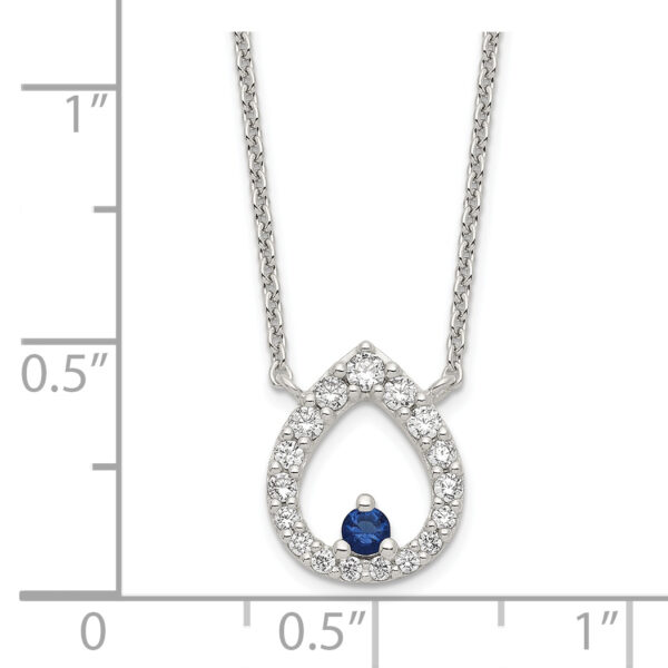 Sterling Silver Polished CZ Teardrop Necklace - Image 2