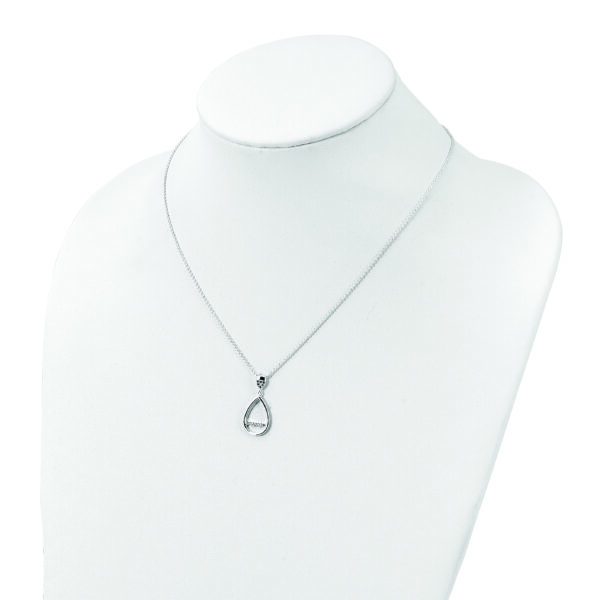 Sterling Silver Polished CZ Teardrop Necklace - Image 3