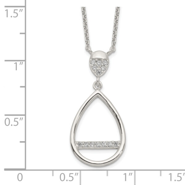 Sterling Silver Polished CZ Teardrop Necklace - Image 2