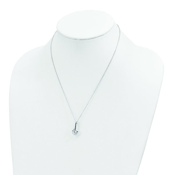 Sterling Silver Rhodium-plated Polished CZ Fancy 16in Plus 2in ext Necklace - Image 2