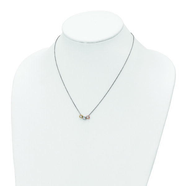 Sterling Silver Rhodium-Plate Gold/Rose-tone Triple Crystal Necklace - Image 3