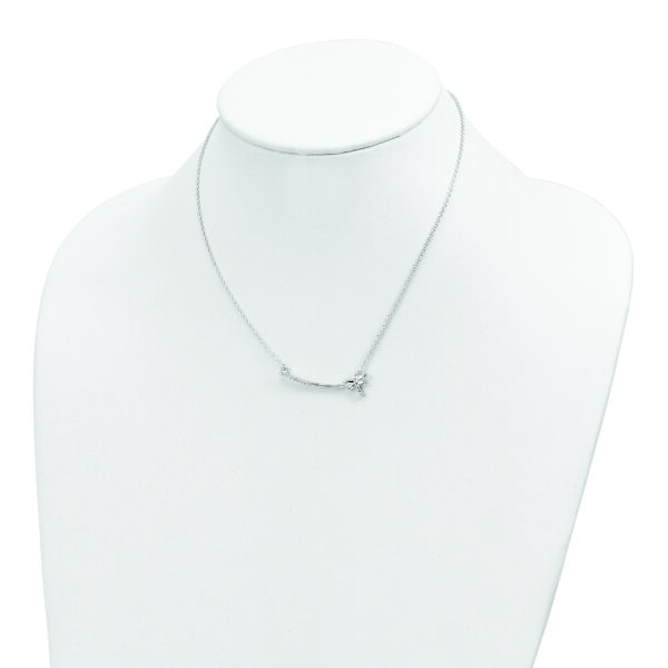 Sterling Silver CZ Dragonfly Bar Necklace - Image 3
