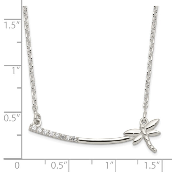 Sterling Silver CZ Dragonfly Bar Necklace - Image 2