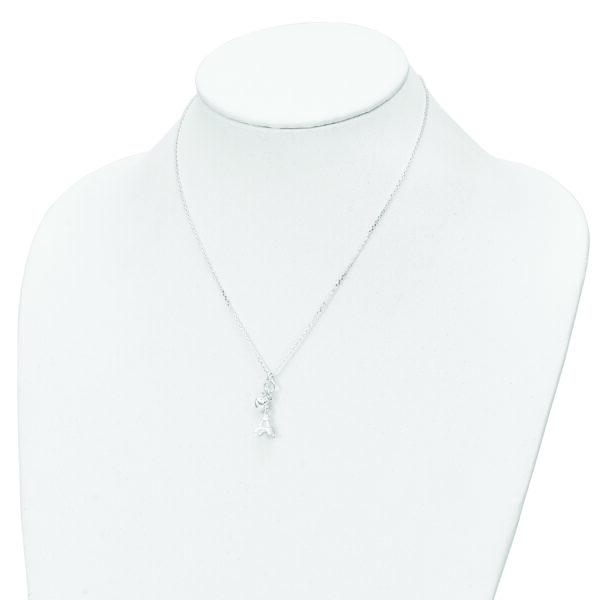 Sterling Silver Polished Eiffel Tower & Heart Necklace - Image 3