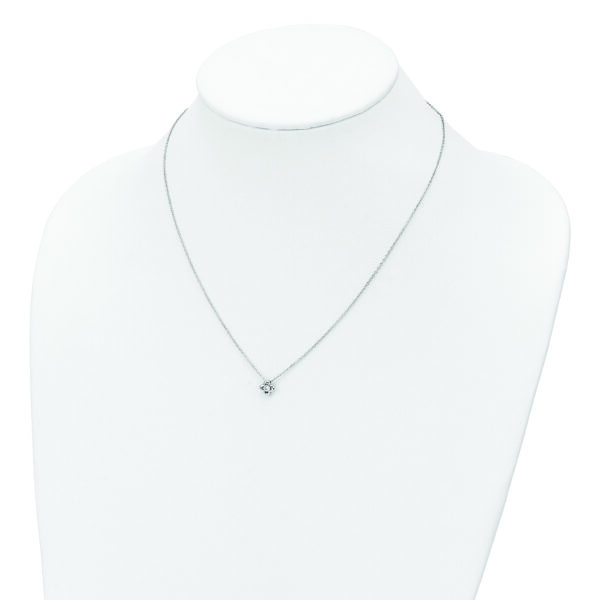 Sterling Silver Rhodium-plated Polished CZ Flower Necklace - Image 3