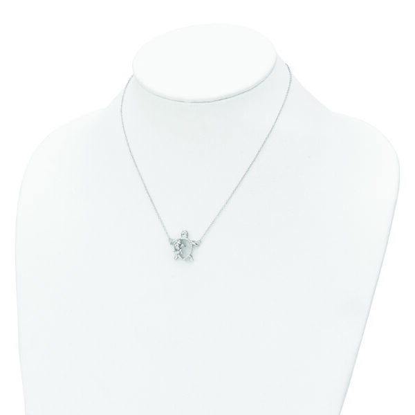 Sterling Silver Rhodium-plated Polished CZ Turtles w/2 in ext. Necklace - Image 3