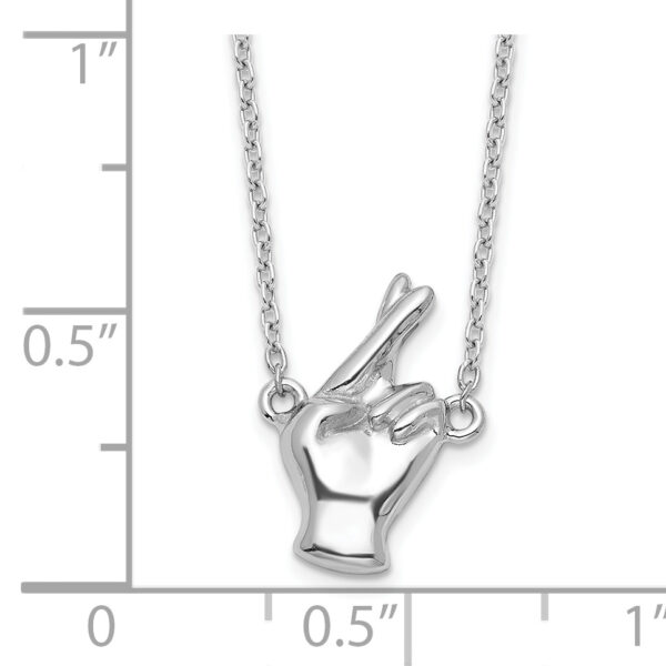 Sterling Silver Rhodium-plated Fingers Crossed Necklace - Image 2