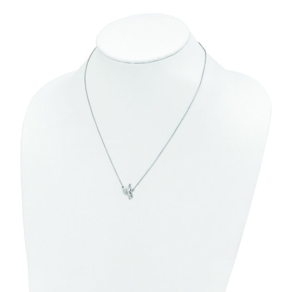 Sterling Silver Rhodium-plated Thumbs Up Necklace - Image 3