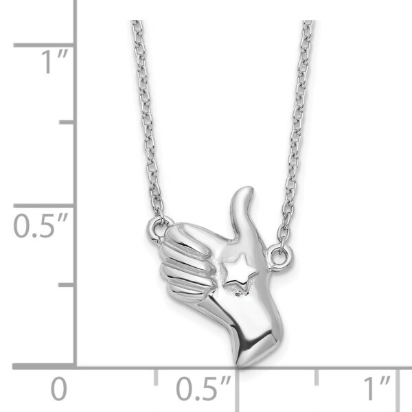 Sterling Silver Rhodium-plated Thumbs Up Necklace - Image 2