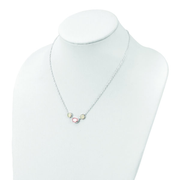Sterling Silver White & Pink Chalcedony Necklace - Image 3