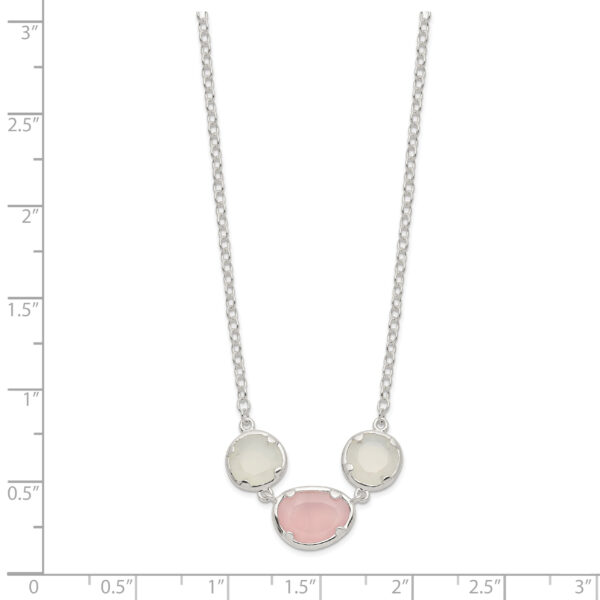 Sterling Silver White & Pink Chalcedony Necklace - Image 2