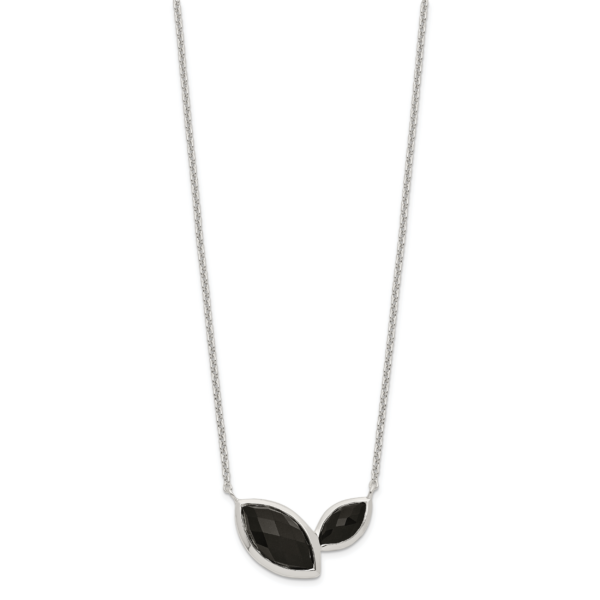 Sterling Silver Faceted Onyx Necklace - Image 2