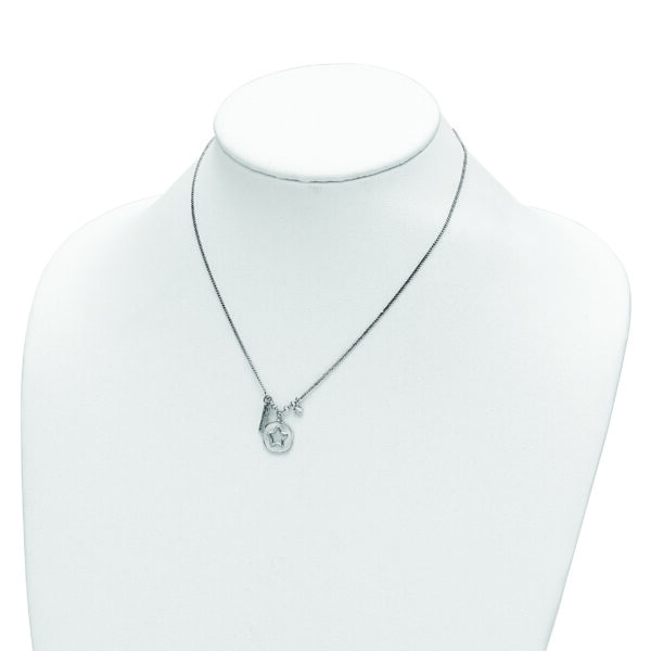 Sterling Silver Rhodium-plated Satin Star/Friends/CZ w/1.5in Ext Necklace - Image 3