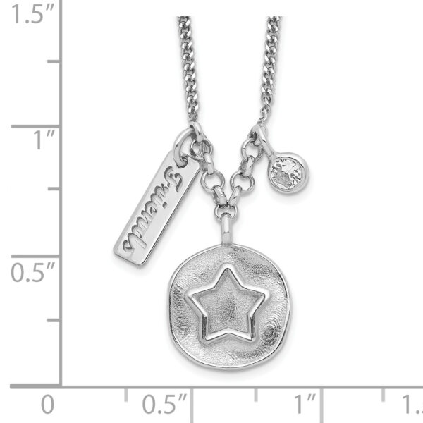 Sterling Silver Rhodium-plated Satin Star/Friends/CZ w/1.5in Ext Necklace - Image 2