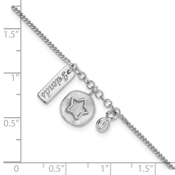Sterling Silver Rhodium-plated Satin Star Friends CZ with .5in Ext Bracelet - Image 2