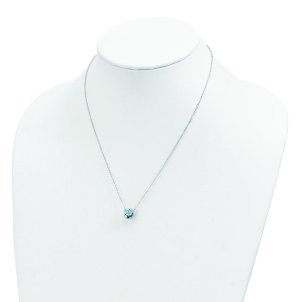 Sterling Silver Rhodium-plated Square Blue Topaz w/2 in ext. Necklace - Image 3