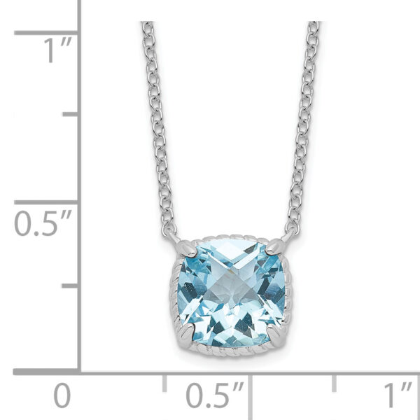 Sterling Silver Rhodium-plated Square Blue Topaz w/2 in ext. Necklace - Image 2